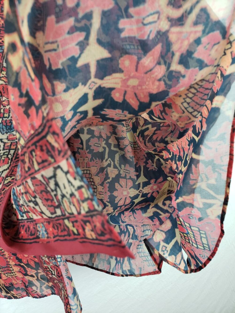 Soft Surroundings Kimono Tunic Top Oversized Sheer Bohemian Floral size M Ethnic - Picture 6 of 12